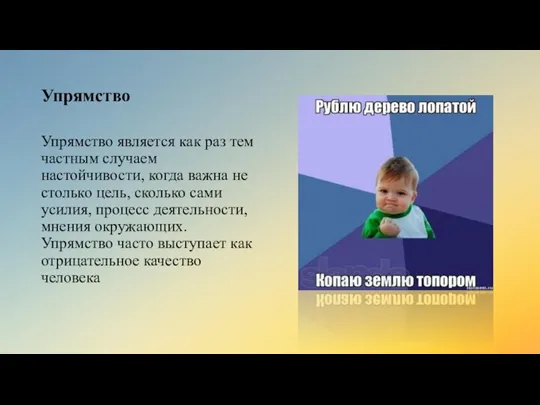 Упрямство Упрямство является как раз тем частным случаем настойчивости, когда важна не