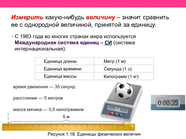 Измерить какую-нибудь величину – значит сравнить ее с однородной величиной, принятой за