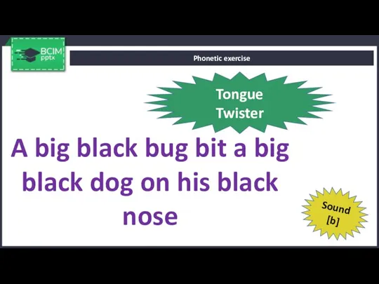 Phonetic exercise A big black bug bit a big black dog on