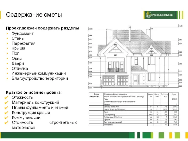 2 Проект должен содержать разделы: Фундамент Стены Перекрытия Крыша Пол Окна Двери