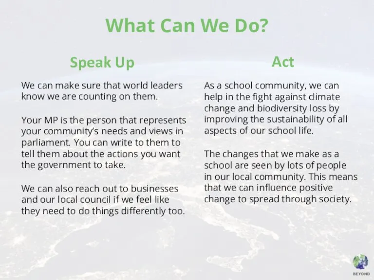 What Can We Do? As a school community, we can help in