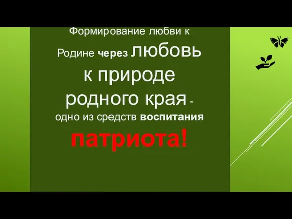 Формирование любви к Родине через любовь к природе родного края - одно