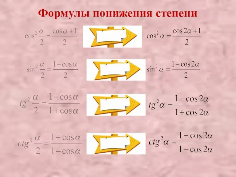 Формулы понижения степени