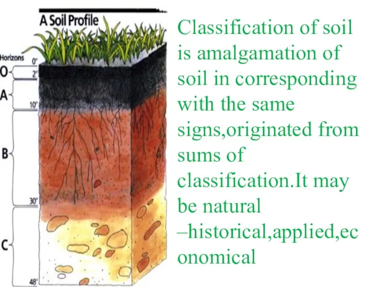 Classification of soil is amalgamation of soil in corresponding with the same