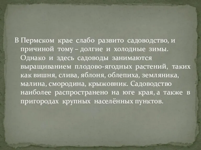 В Пермском крае слабо развито садоводство, и причиной тому – долгие и