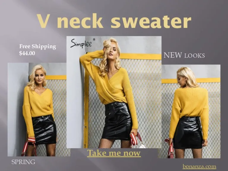 V neck sweater NEW LOOKS SPRING bonanza.com Take me now Free Shipping $44.00