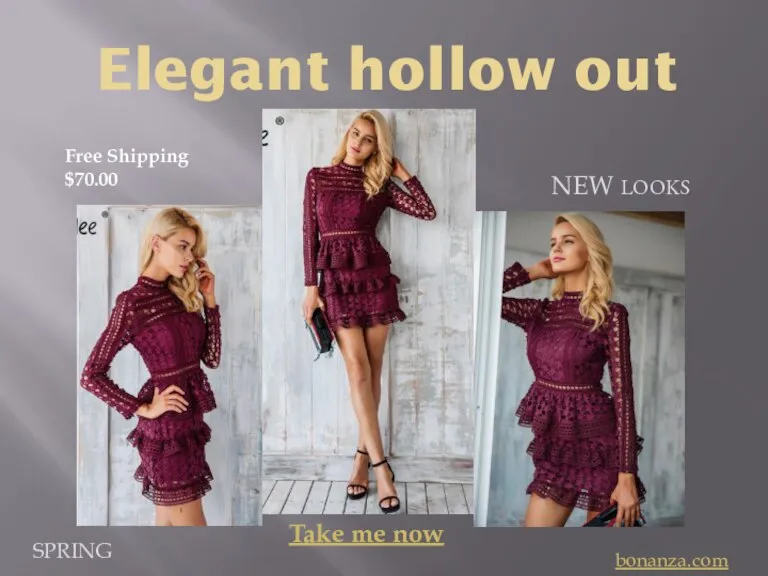 Elegant hollow out NEW LOOKS SPRING bonanza.com Take me now Free Shipping $70.00