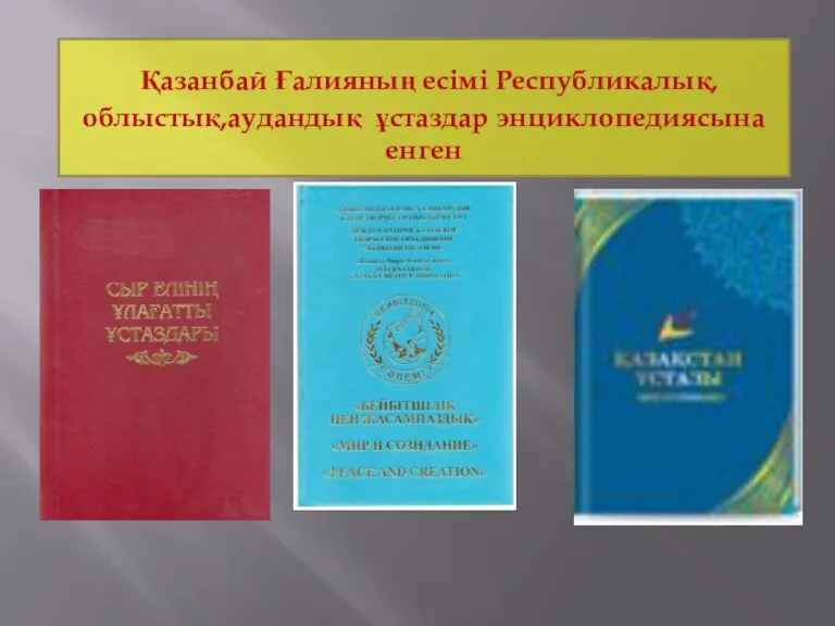 Қазанбай Ғалияның есімі Республикалық, облыстық,аудандық ұстаздар энциклопедиясына енген