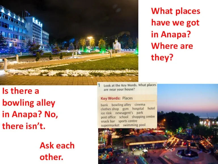 What places have we got in Anapa? Where are they? Ask each