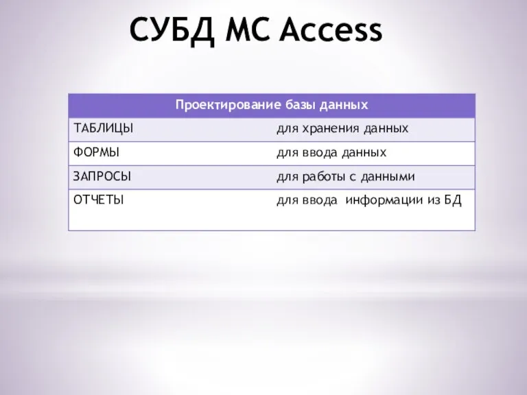 СУБД MC Access