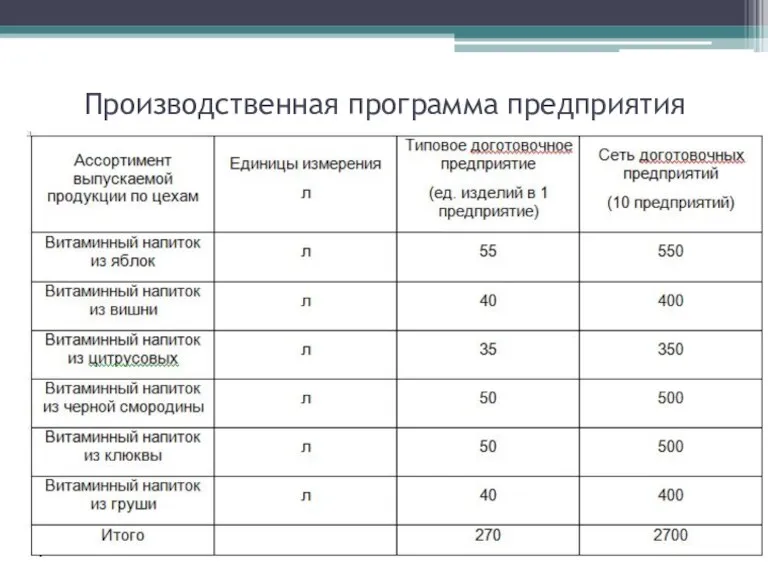 Производственная программа предприятия