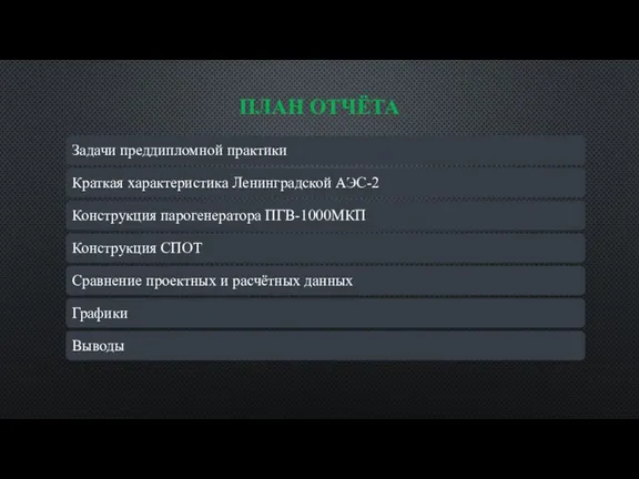 ПЛАН ОТЧЁТА