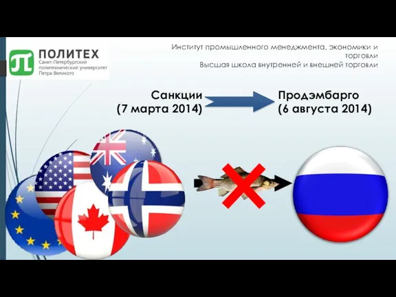 Санкции (7 марта 2014) Продэмбарго (6 августа 2014) Институт промышленного менеджмента, экономики