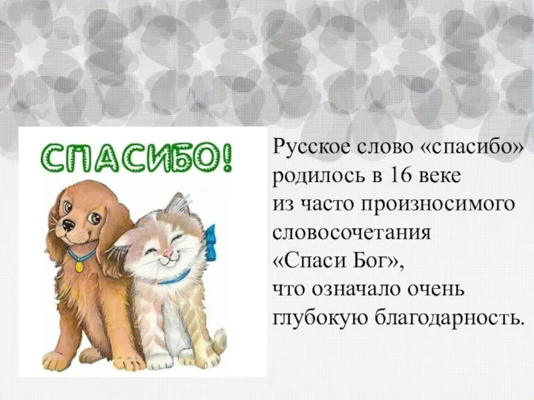 Русское слово «спасибо» родилось в 16 веке из часто произносимого словосочетания «Спаси