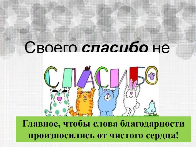 Своего спасибо не жалей! Главное, чтобы слова благодарности произносились от чистого сердца!