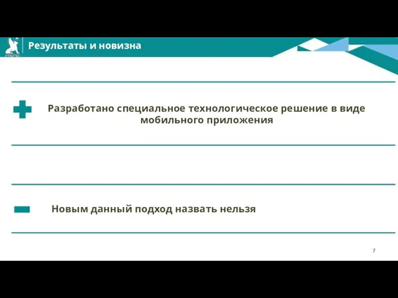 Результаты и новизна Разработано специальное технологическое решение в виде мобильного приложения Новым данный подход назвать нельзя