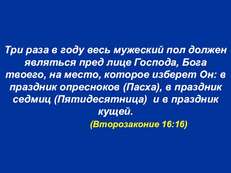 Три раза в году весь мужеский пол должен являться пред лице Господа,