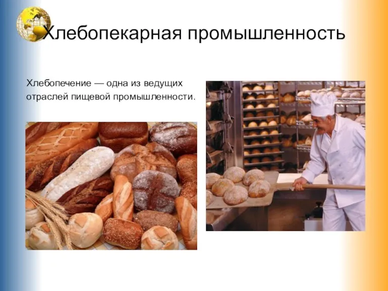 Хлебопекарная промышленность Хлебопечение — одна из ведущих отраслей пищевой промышленности.