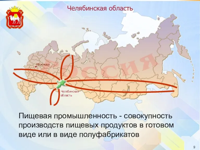 Челябинская область Пищевая промышленность - совокупность производств пищевых продуктов в готовом виде или в виде полуфабрикатов