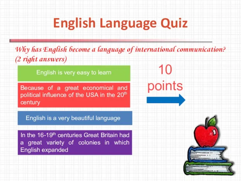 English Language Quiz Why has English become a language of international communication?