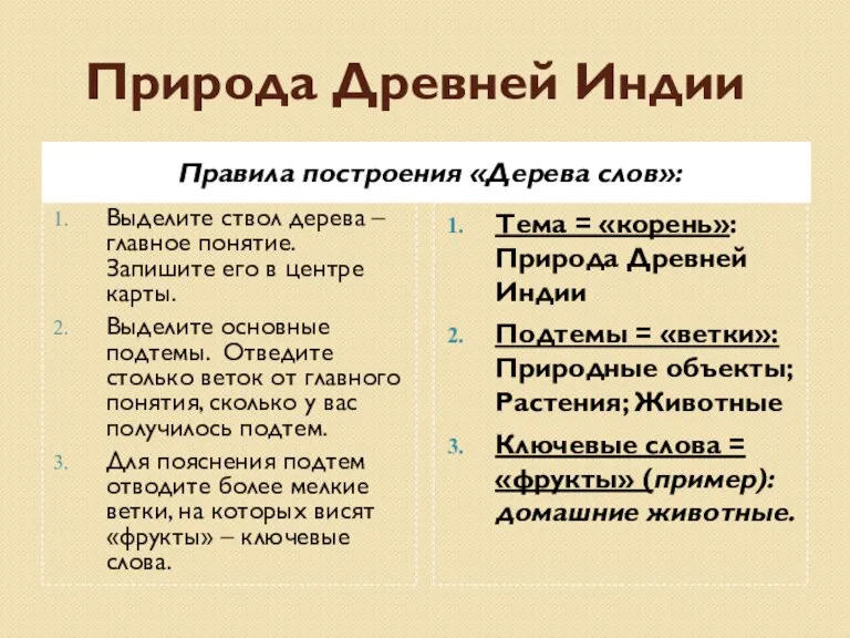 Правила построения «Дерева слов»: Выделите ствол дерева – главное понятие. Запишите его