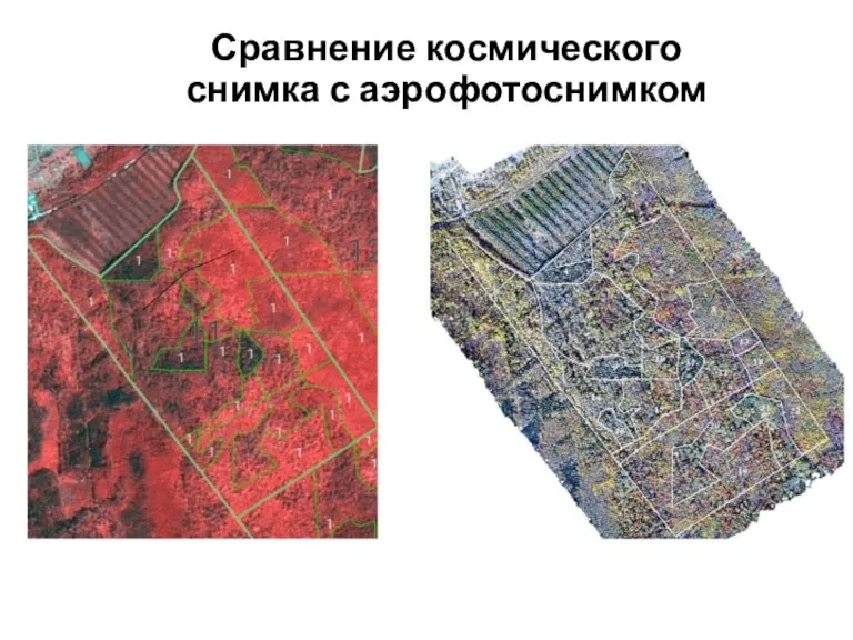 Сравнение космического снимка с аэрофотоснимком