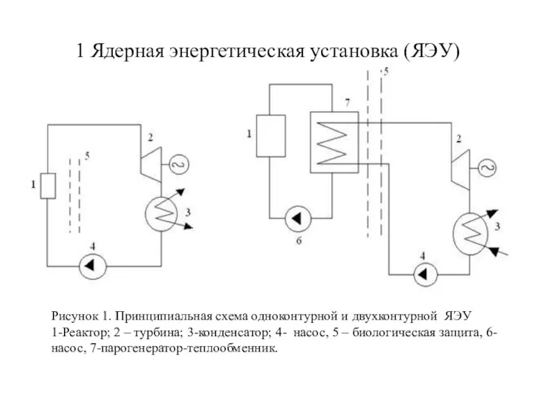 1 Ядерная энергетическая установка (ЯЭУ) Рисунок 1. Принципиальная схема одноконтурной и двухконтурной