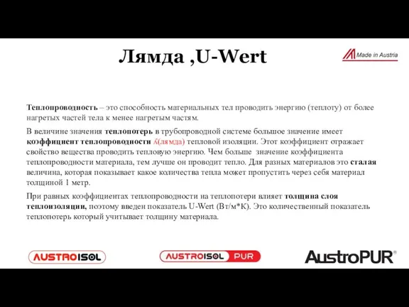 Лямда ,U-Wert Теплопроводность – это способность материальных тел проводить энергию (теплоту) от