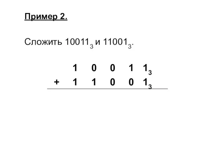 Пример 2. Сложить 100113 и 110013.