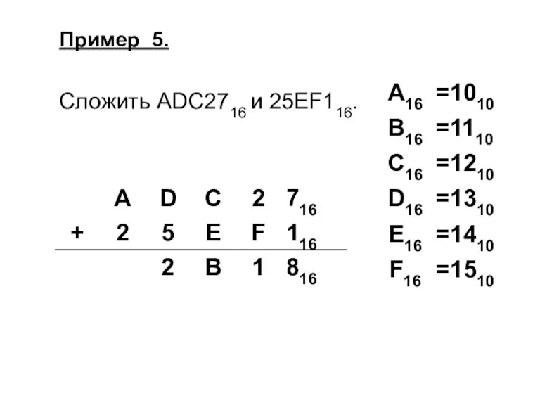 Пример 5. Сложить ADC2716 и 25EF116.