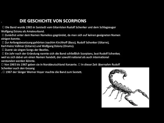 . DIE GESCHICHTE VON SCORPIONS  Die Band wurde 1965 in Sarstedt