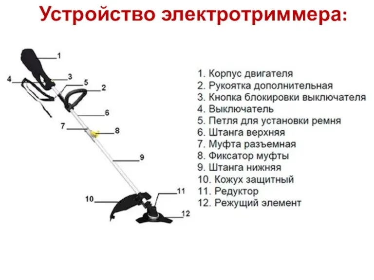 Устройство электротриммера: