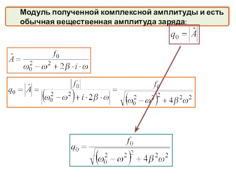 Модуль полученной комплексной амплитуды и есть обычная вещественная амплитуда заряда: