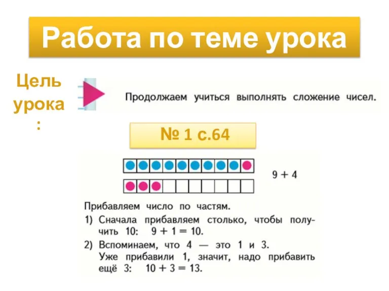 Работа по теме урока Цель урока: № 1 с.64