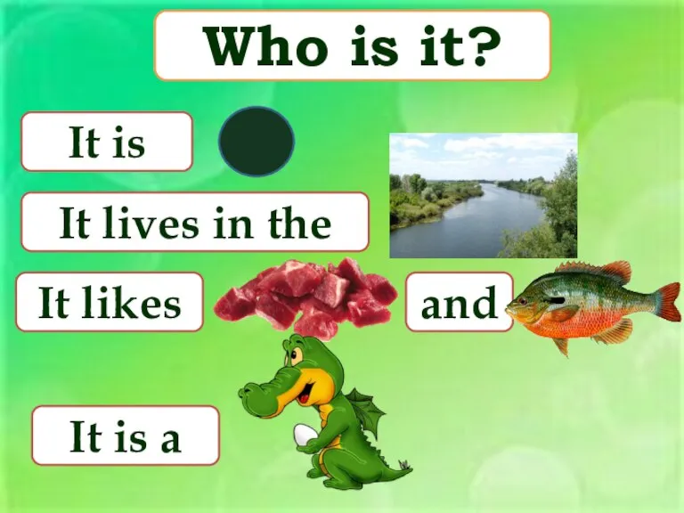 Who is it? It is It lives in the It likes and It is a