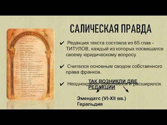 Редакция текста состояла из 65 глав -ТИТУЛОВ, каждый из которых посвящался своему