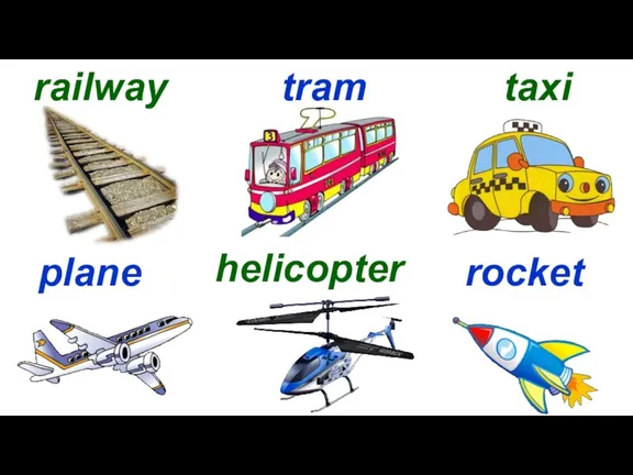 Start railway tram taxi plane helicopter rocket