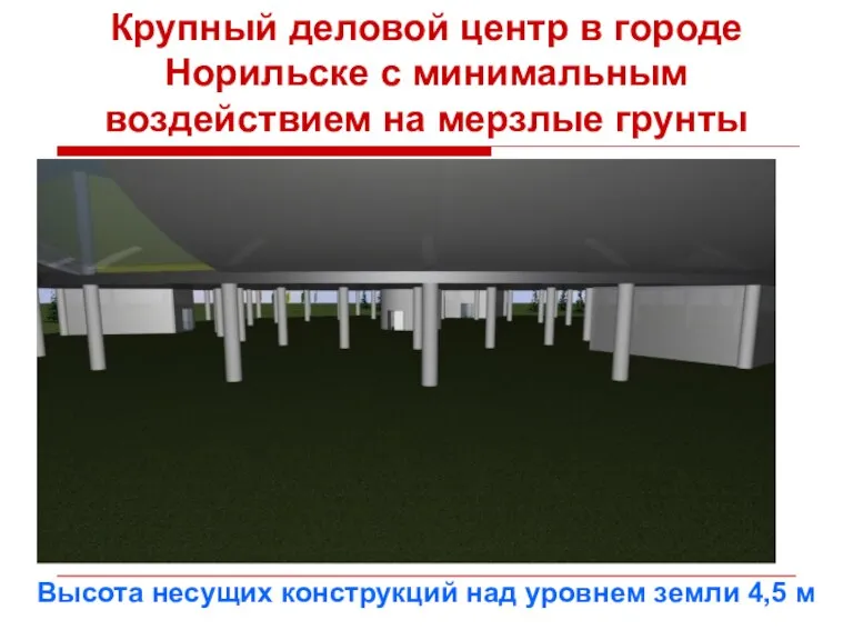 Крупный деловой центр в городе Норильске с минимальным воздействием на мерзлые грунты