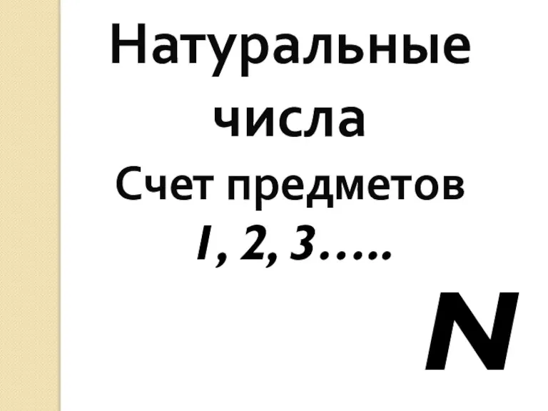 Натуральные числа Счет предметов 1, 2, 3….. N