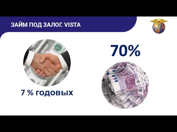 7 % годовых 70% ЗАЙМ ПОД ЗАЛОГ. VISTA