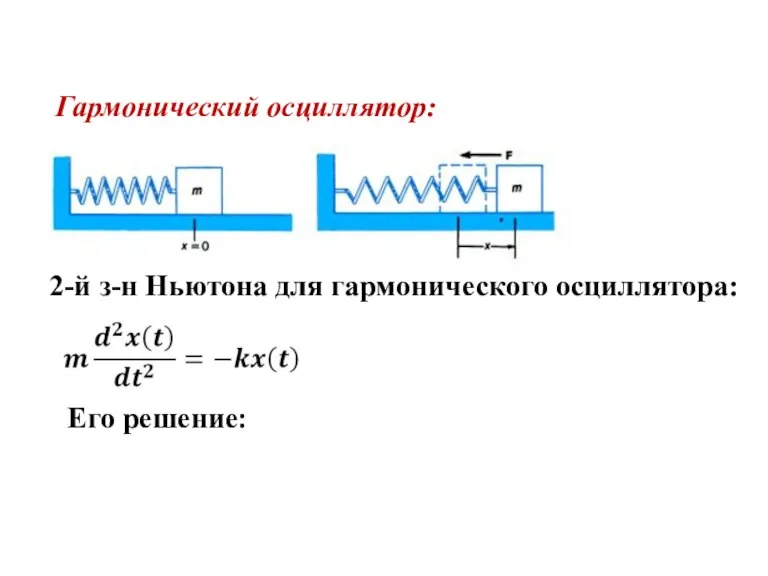 2-й з-н Ньютона для гармонического осциллятора: Его решение: Гармонический осциллятор: