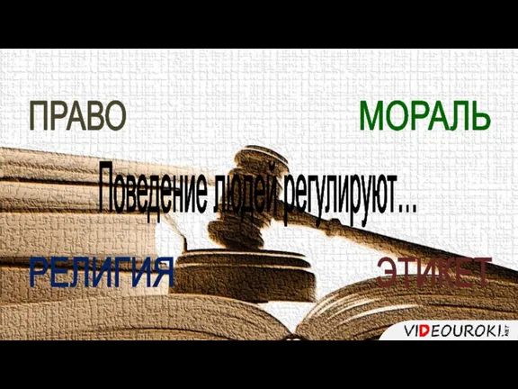 Поведение людей регулируют… ПРАВО МОРАЛЬ РЕЛИГИЯ ЭТИКЕТ