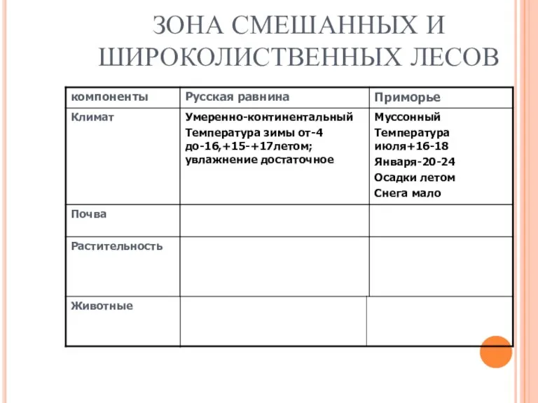 ЗОНА СМЕШАННЫХ И ШИРОКОЛИСТВЕННЫХ ЛЕСОВ