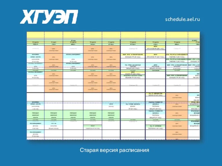 schedule.ael.ru Старая версия расписания