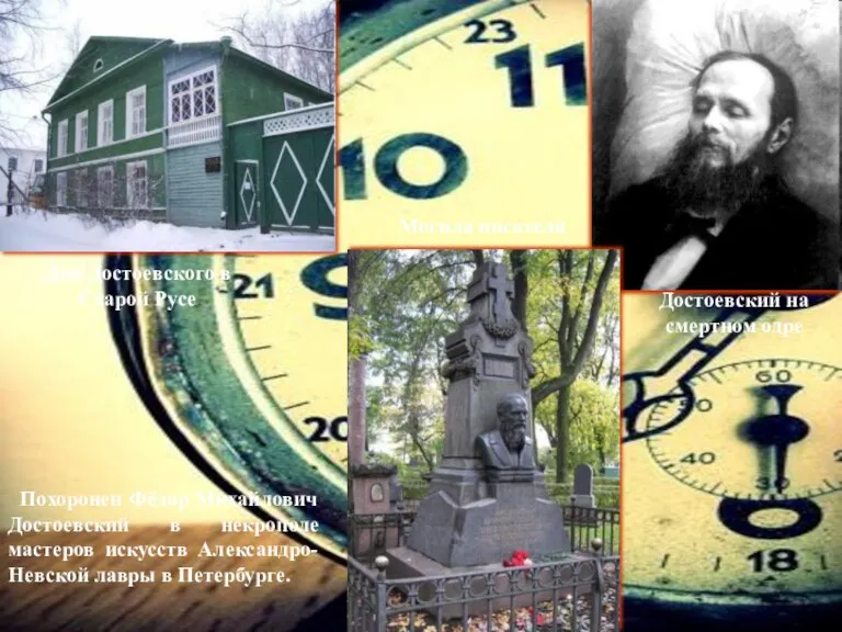 Дом Достоевского в Старой Русе Достоевский на смертном одре Могила писателя Похоронен