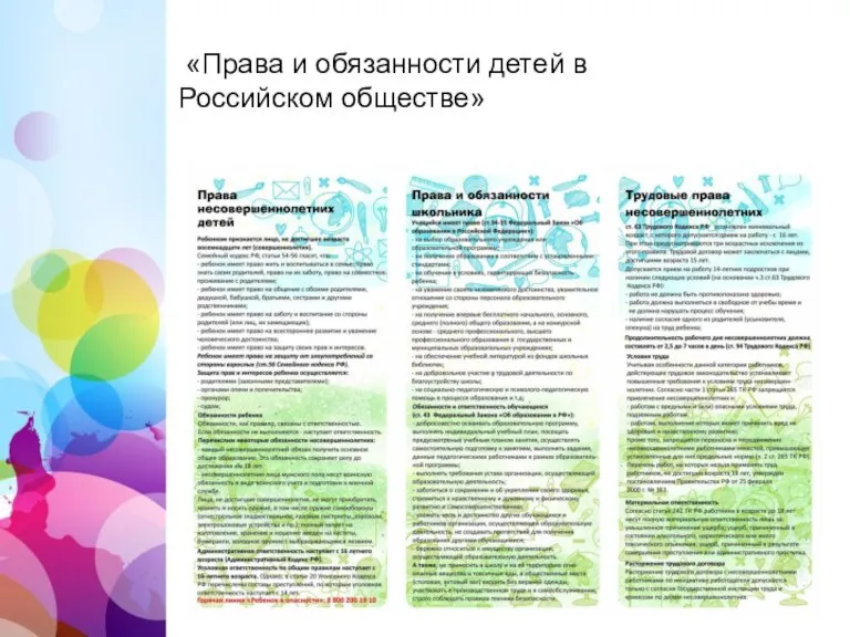 «Права и обязанности детей в Российском обществе»