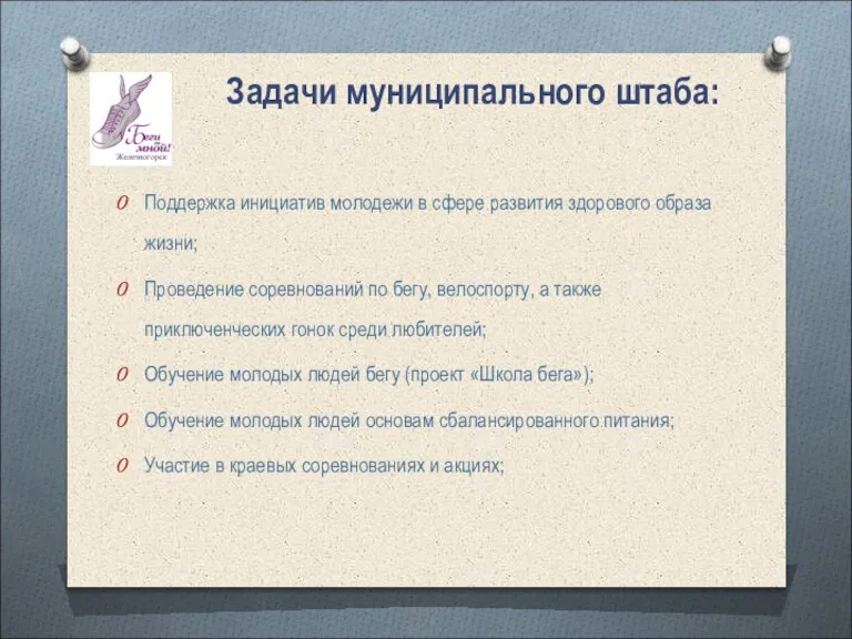 Поддержка инициатив молодежи в сфере развития здорового образа жизни; Проведение соревнований по