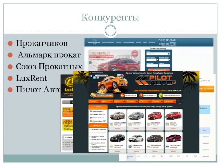 Конкуренты Прокатчиков Альмарк прокат Союз Прокатных Компаний LuxRent Пилот-Авто