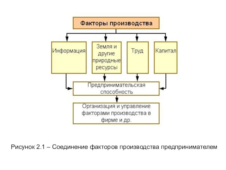 Рисунок 2.1 – Соединение факторов производства предпринимателем