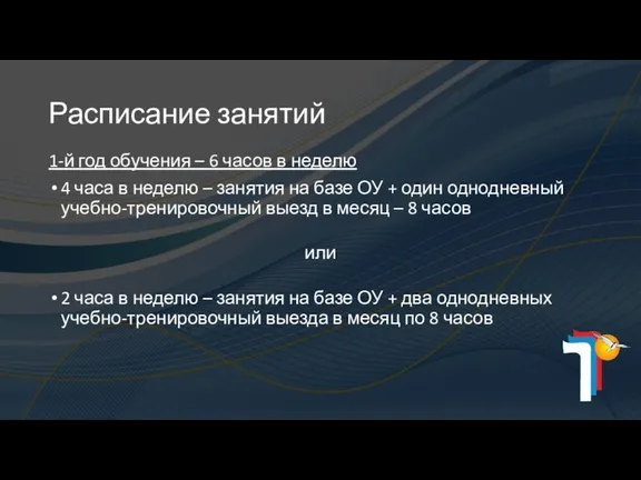 Расписание занятий 1-й год обучения – 6 часов в неделю 4 часа